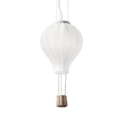 Ideal Lux Dream Big SP1 : lustre en forme de montgolfière en verre soufflé blanc dépoli, douille E27, 42 W