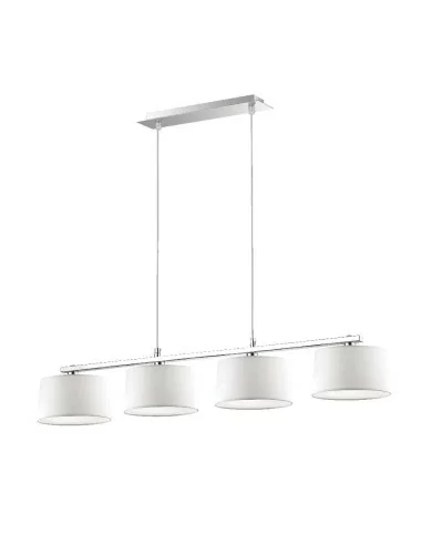 Ideal Lux Hilton SP4 Linear Bianco lampadario moderno a 4 luci con paralumi in tessuto G9