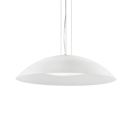 Ideal Lux Lena SP3 D74 : lustre moderne en verre blanc, E27, 60 W