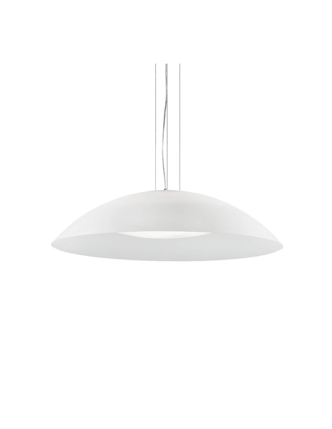 Ideal Lux Lena SP3 D74 : lustre moderne en verre blanc, E27, 60 W