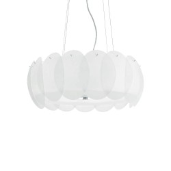 Ideal Lux Ovalino SP8 : lustre de cuisine moderne en verre dépoli et incurvé, douille E27, 60 W