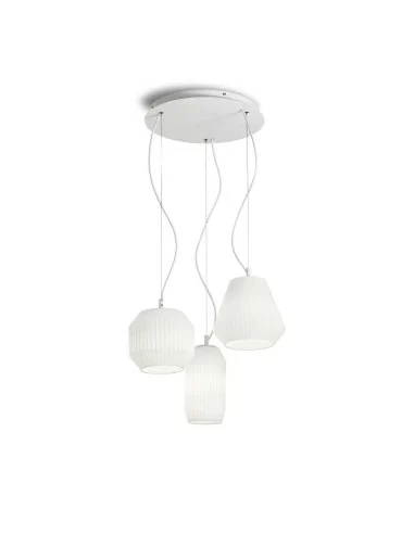 Ideal Lux Origami SP3 lampadario moderno per soggiorno in vetro bianco E27 60W