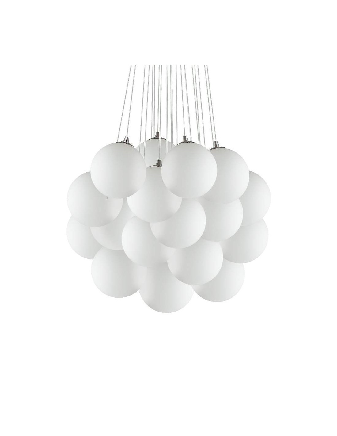 Ideal Lux Mapa Plus SP22 lampadario moderno a sfera in vetro bianco soffiato e acidato E14 40W