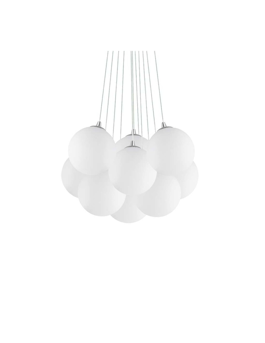 Ideal Lux Mapa Plus SP11 lampadario moderno a sfera in vetro bianco soffiato e acidato E14 40W
