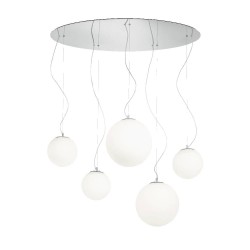 Ideal Lux Mapa SP5 : suspension moderne en verre soufflé, douille E27, 60 W