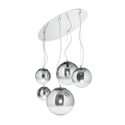 Ideal Lux Mapa SP5 : suspension moderne en verre soufflé, douille E27, 60 W