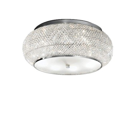 Ideal Lux Pashà PL10  plafonnier classique pour salon en cristal taillé, E14, 40 W
