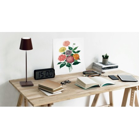 Poldina Pro lampada moderna led da tavolo senza fili finitura corten