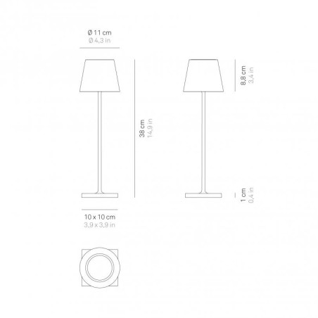 Poldina Pro lampada moderna led da tavolo senza fili finitura corten