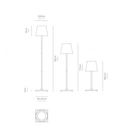 Zafferano Poldina XXL lampada portatile led finitura grigio scuro