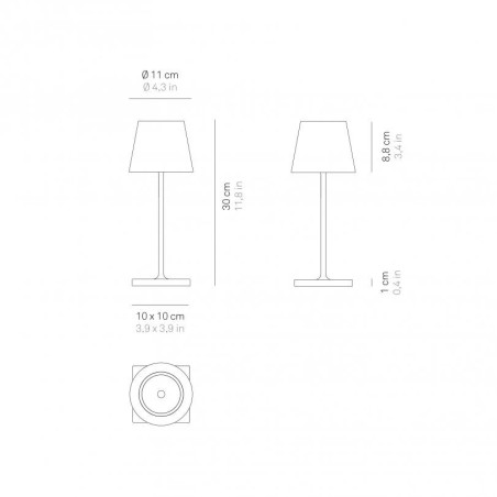 Ai Lati Light Poldina Mini lampada da tavolo led finitura foglia rame