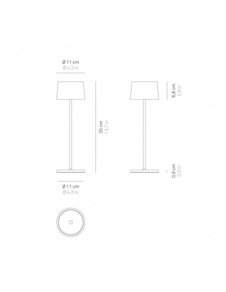 Zafferano Olivia lampada senza fili a led finitura foglia rame
