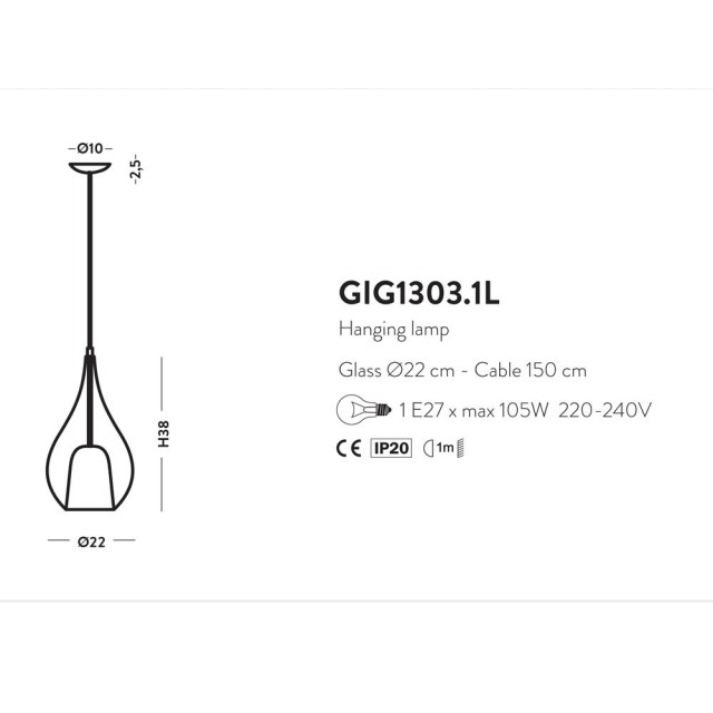 Cangini e Tucci Zoe GIG1303.1L lampadario moderno