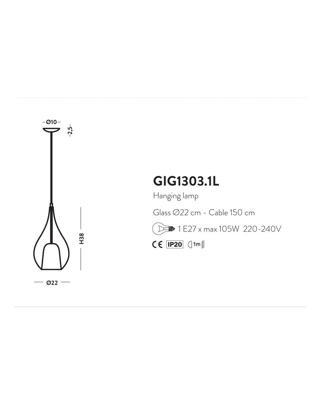 Cangini e Tucci Zoe GIG1303.1L lampadario moderno