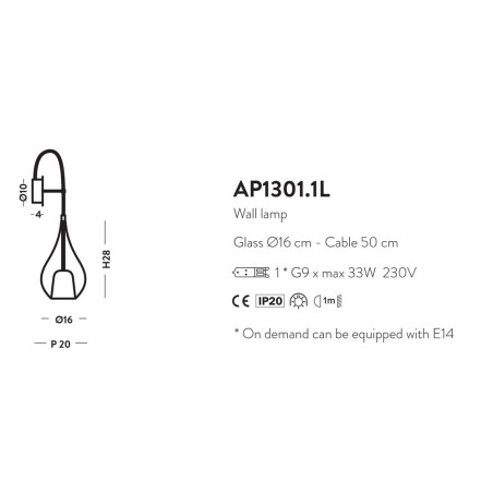 Cangini e Tucci Zoe AP1301.1L lampada moderna da parete