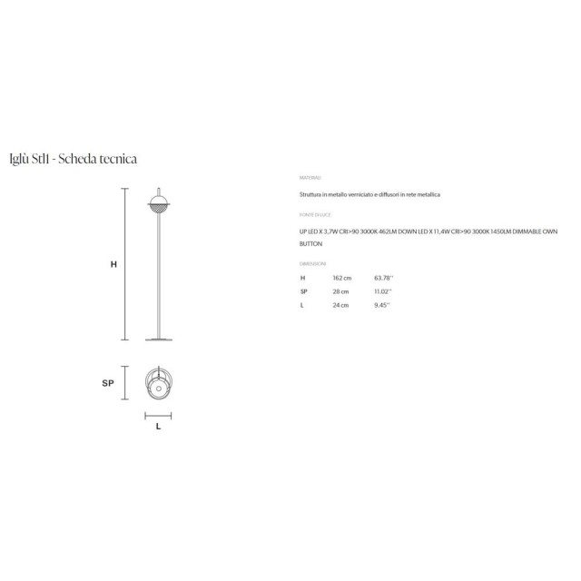 MASIERO Iglù STL1 lampada da terra led