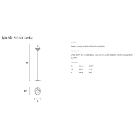 MASIERO Iglù STL1 lampada da terra led