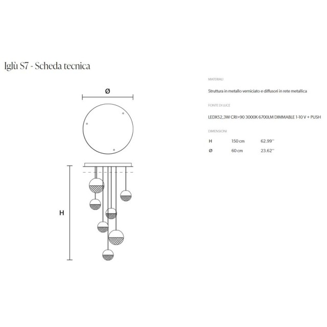 MASIERO Iglù S7 lampadario moderno led