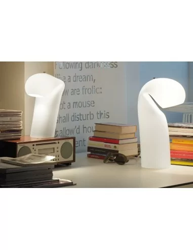 Vistosi Bissona LT, luce da tavolo, luci da tavolo, lampada da tavolo bianca, lampada tavolo