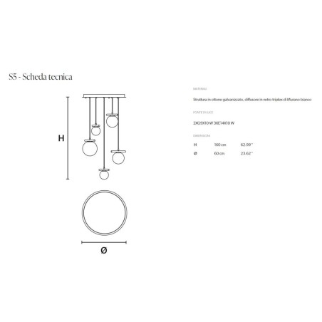 MASIERO POSY S5 lampadario moderno