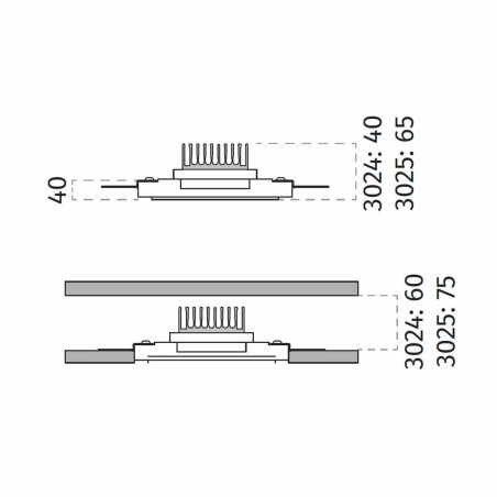 9010 4105 faretto da incasso led quadrato