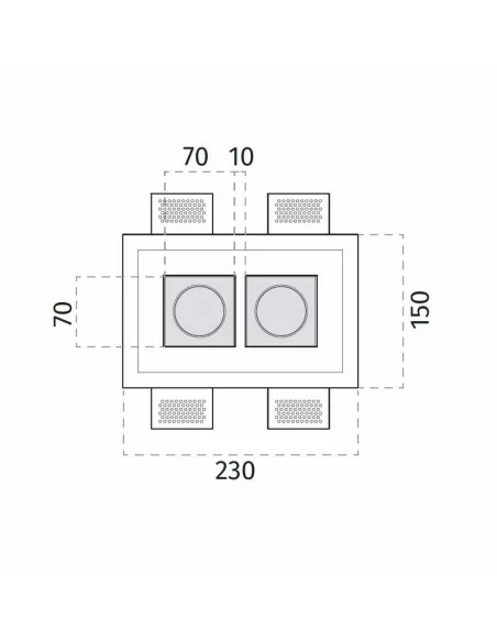 4180A faretto incasso doppio per cartongesso o muratura di 9010