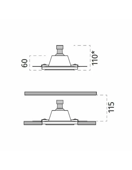 4180A faretto incasso doppio per cartongesso o muratura di 9010