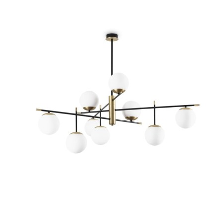 Ideal Lux Gourmet PL9 : plafonnier à 9 lumières en verre émaillé blanc
