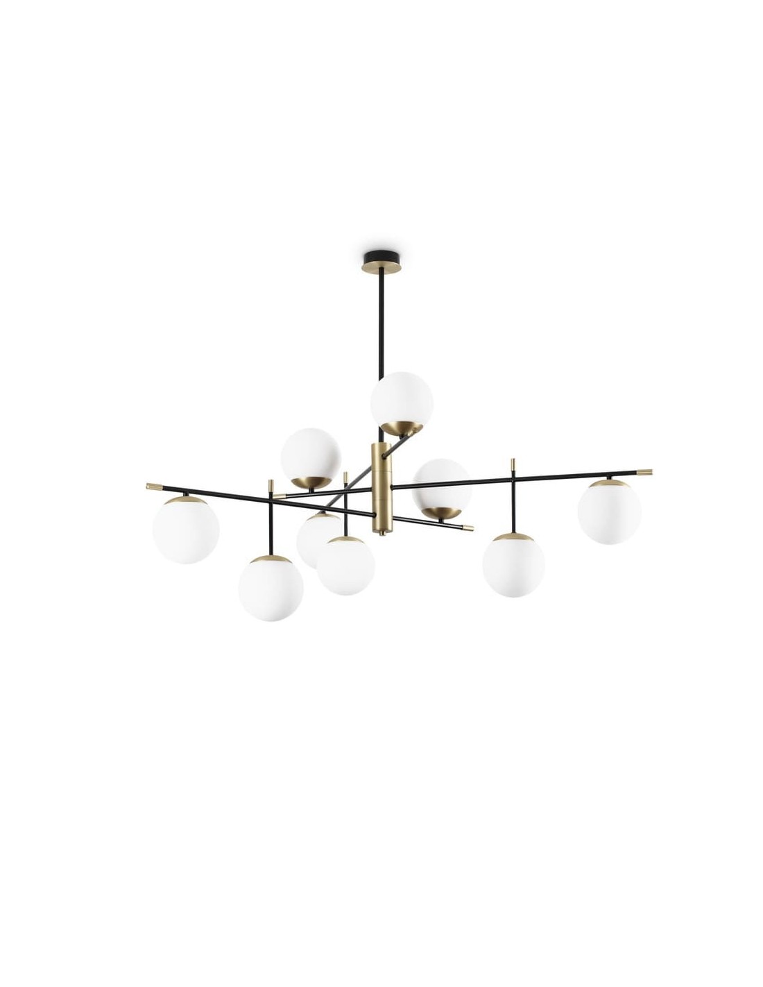 Ideal Lux Gourmet PL9 : plafonnier à 9 lumières en verre émaillé blanc