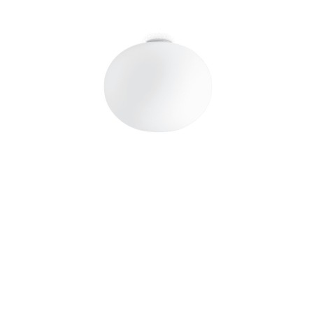 Ideal Lux Cotton PL1 D40 : plafonnier rond blanc en verre