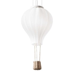 Ideal Lux Dream Big SP1 D42 : suspension en forme de montgolfière en verre soufflé blanc dépoli