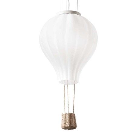 Ideal Lux Dream Big SP1 D42 : suspension en forme de montgolfière en verre soufflé blanc dépoli