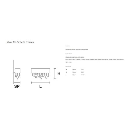 Masiero Olà A1 OV 30 applique Led dimensioni