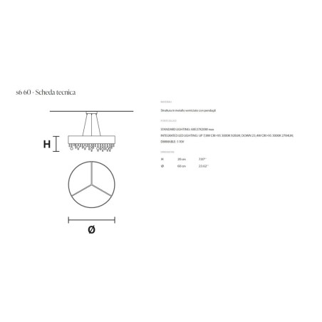 Dimensioni Masiero Olà S6 60 lampadario moderno