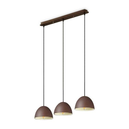 Ideal Lux Folk SP3 : suspension de table de cuisine en métal, finition peinture mate couleur café. Douille E27. 60 W.