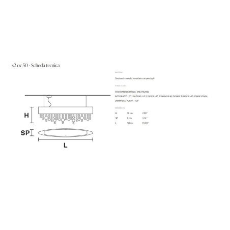 Masiero Olà S2 OV 50 LED dimensioni
