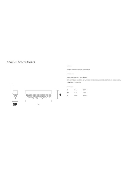 Masiero Olà A2 OV 50 LED dimensioni