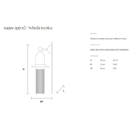 Masiero Nappe APP N2 applique led di design dimensioni