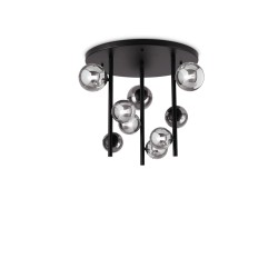 Ideal Lux Perlage PL9 : lustre classique en verre fumé
