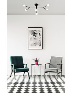 Miloox Cosmo soffitto 6 luci ambientata