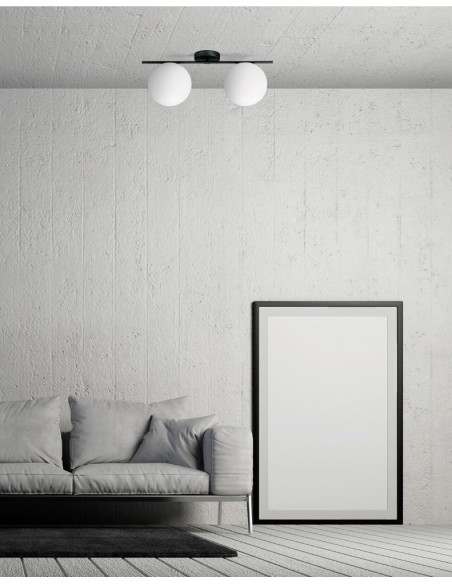 Miloox Jugen black soffitto 2 luci ambientata