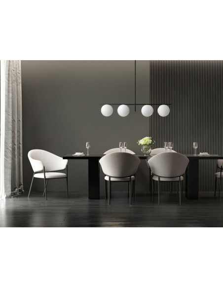 Miloox Jugen black sospensione a 4 luci ambientata