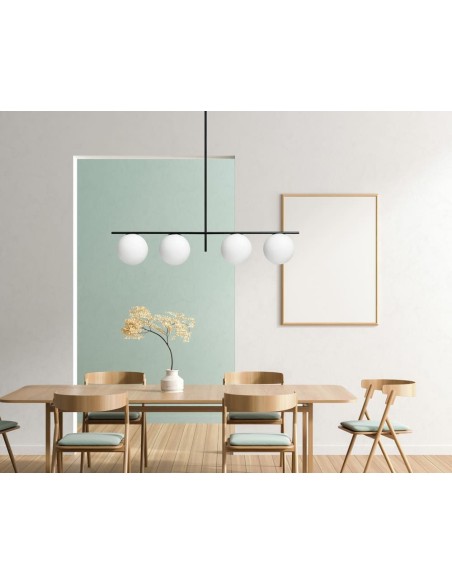 Miloox Jugen black sospensione a 4 luci ambientata