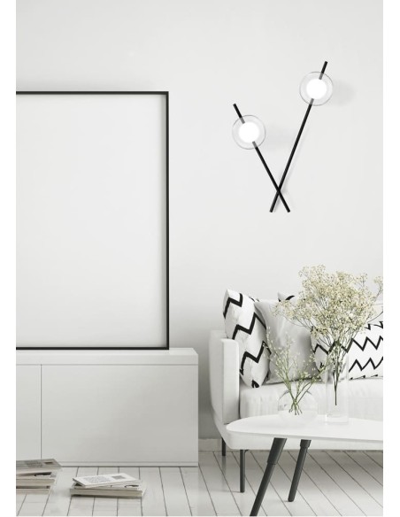 Miloox Mikado parete/soffitto 2 luci vetro cosmo ambientata