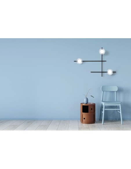 Miloox Mikado parete/soffitto 3 luce vetro cosmo ambientata