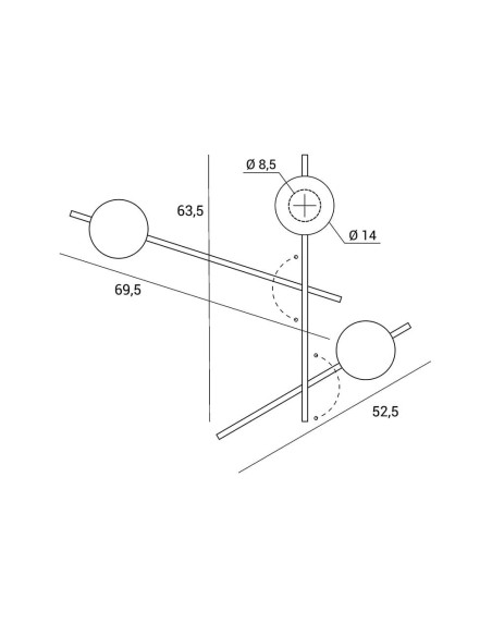 Miloox Mikado parete/soffitto 3 luce vetro cosmo