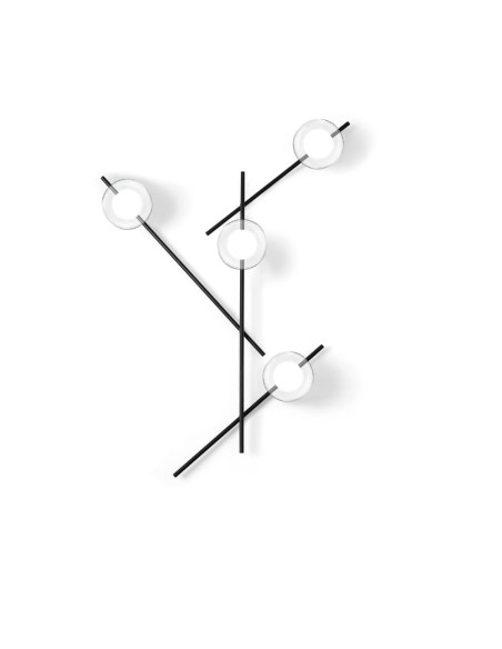 Miloox Mikado parete/soffitto 4 luce vetro cosmo