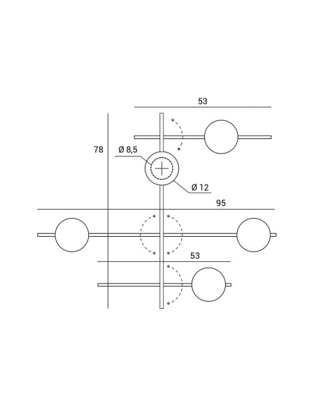 Miloox Mikado 5 luce vetro cosmo parete/soffitto