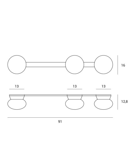 Miloox Fuji parete/soffitto 3 luci