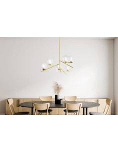 Miloox Camely sospensione 5 luci oro spazzolato ambientata